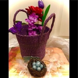 Lavender color hand woven basket